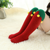 Boys and Girls High socks winter parent-child warm socks coral velvet thick non-slip floor socks Christmas socks childrens socks