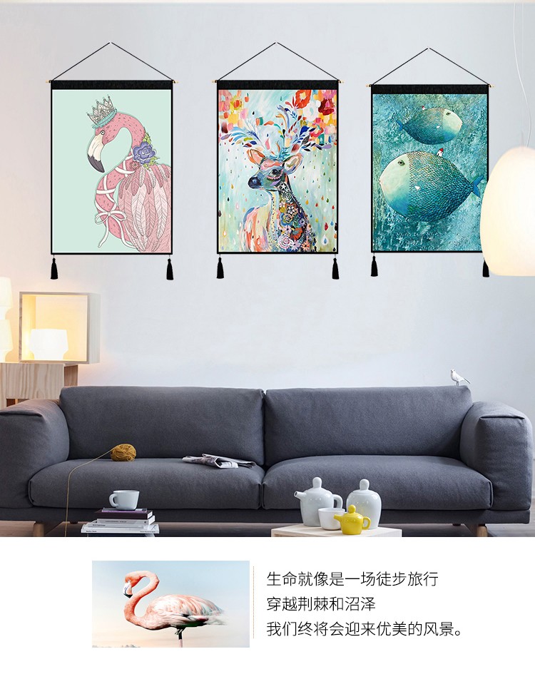 Bắc âu phòng khách phòng ngủ trang trí tường tranh nền sáng tạo hangar treo tường bìa hộp đồng hồ tấm thảm treo cờ thảm treo tường