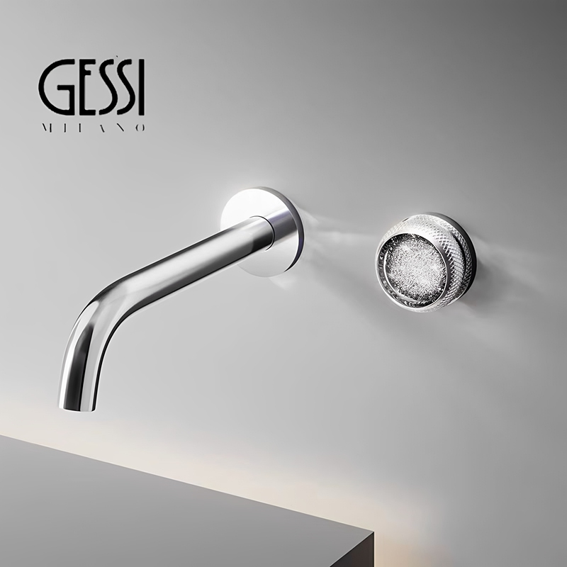 Italian Gessi Concealed Faucet, All-Copper Wall-Mounted Hot and Cold Water Faucet with Diamond Handle, Dazzling Starry Design