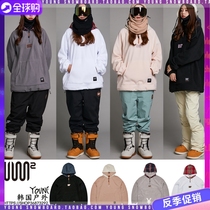 1920S2 Korean pullover long hooded sweater thickened warm wool hoodie mens and womens veneer black and white