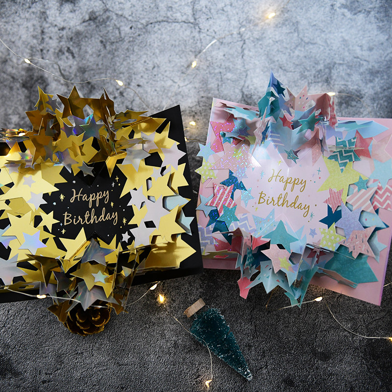 Japan Shiny Bright Stars Solid Birthday cards Venus Star sends girlfriend boyfriend's best friend's best wishes cards