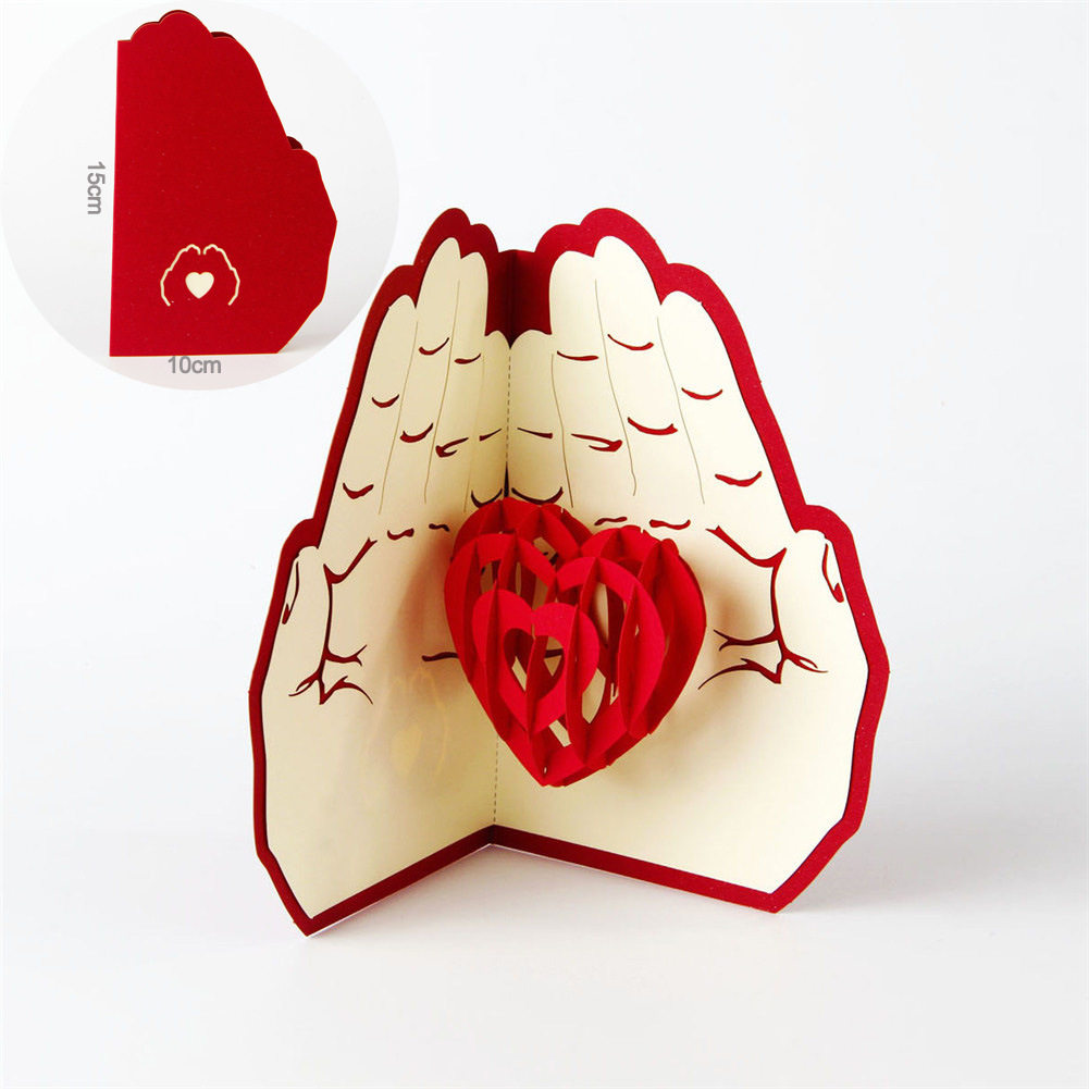 Miss Ka love in the palm of the hand big rose 3D three-dimensional creative greeting card Valentine's Day graduation to send girlfriend confession card