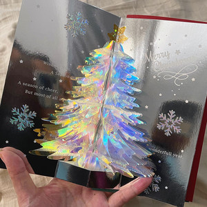 Domestic Crystal Christmas Tree Christmas Snowflake 3D Greeting Card Shiny Creative Exquisite Novelty Card Gift