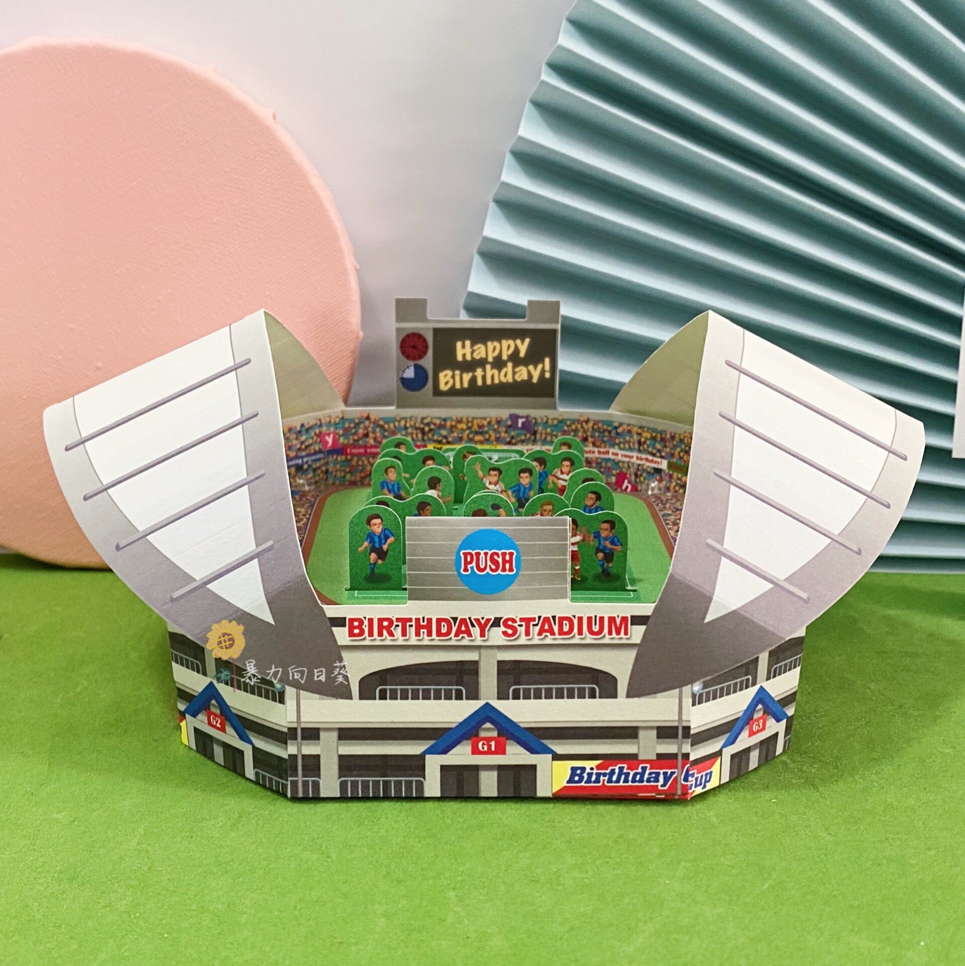 Japan awarded football field World Cup model Music light Cubism Birthday Cards Send Boyfriend Gift Decoration Cards