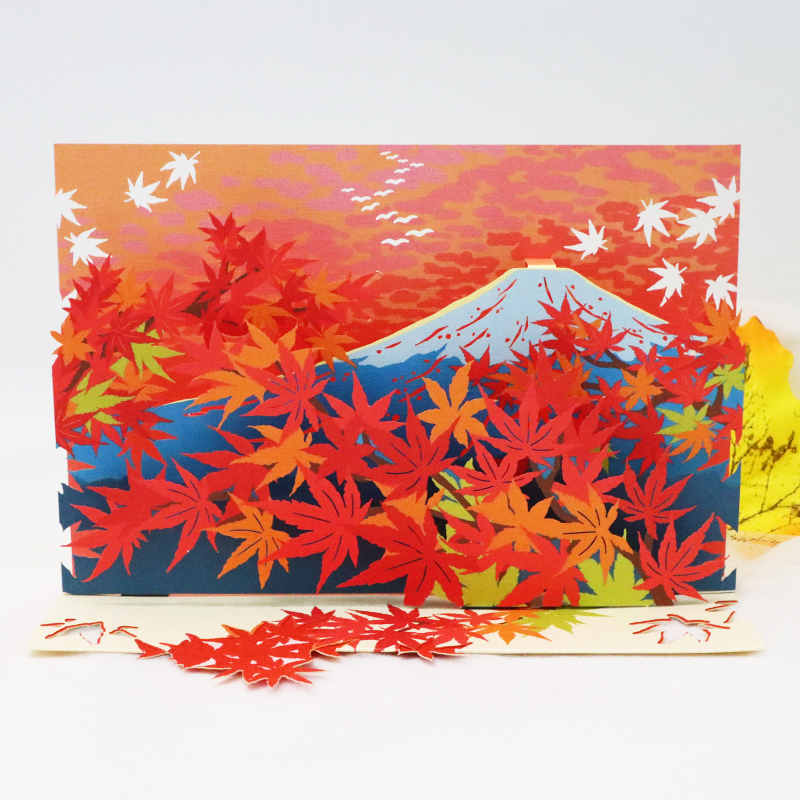 Japan Autumn Scenery Fuji Shan Maple Leaf Three-dimensional Greeting Card Graduation Season Send Teacher Birthday Gift message Wanuse card