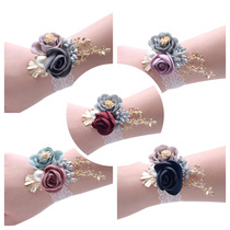  Xiuhe clothing wrist flower bridesmaid sister group bride wedding high-end ribbon dance performance Rhinestone super fairy hand flower