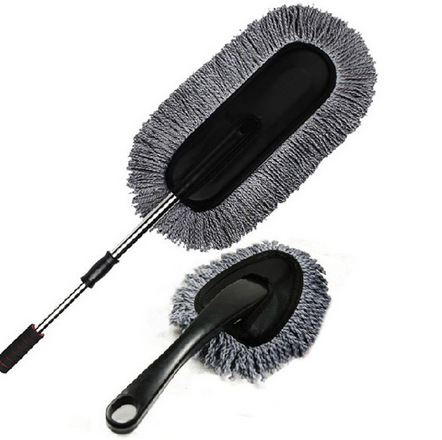 Car wax brush two-piece set of telescopic metal rod car duster mop pure cotton soft dust waxing mop wipe car waxing value