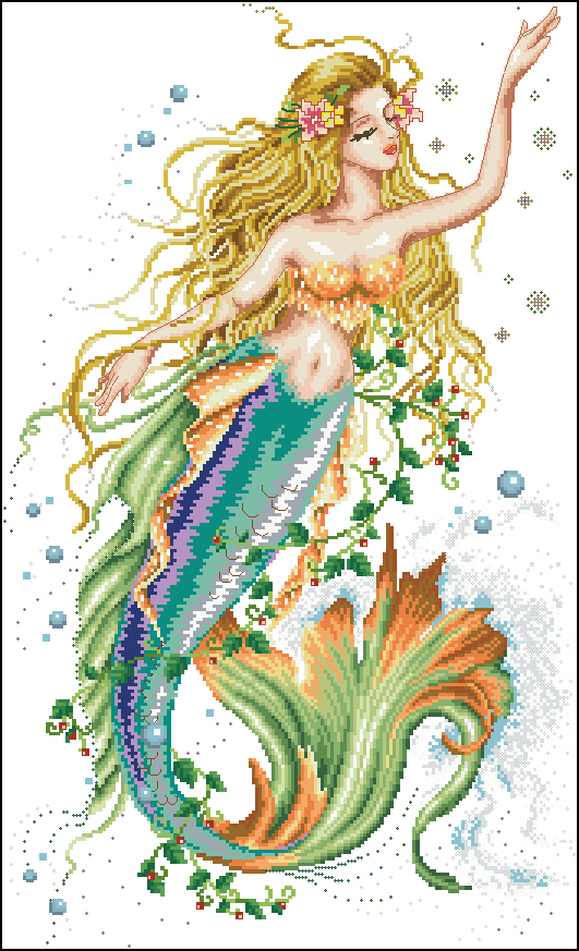 Ultra Clear Colored Cross Stitch Redrawing Drawings Source File Mermaid DMC