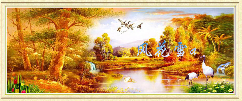Ultra Clear Colorful Cross Embroidered Drawing Drawings Source File Scenery Oil Painting Big Shipping Gold Autumn 850
