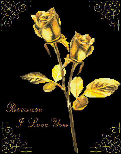 Ultra Clear Colored Cross Stitch Redrawing Drawings Source File Golden Roses