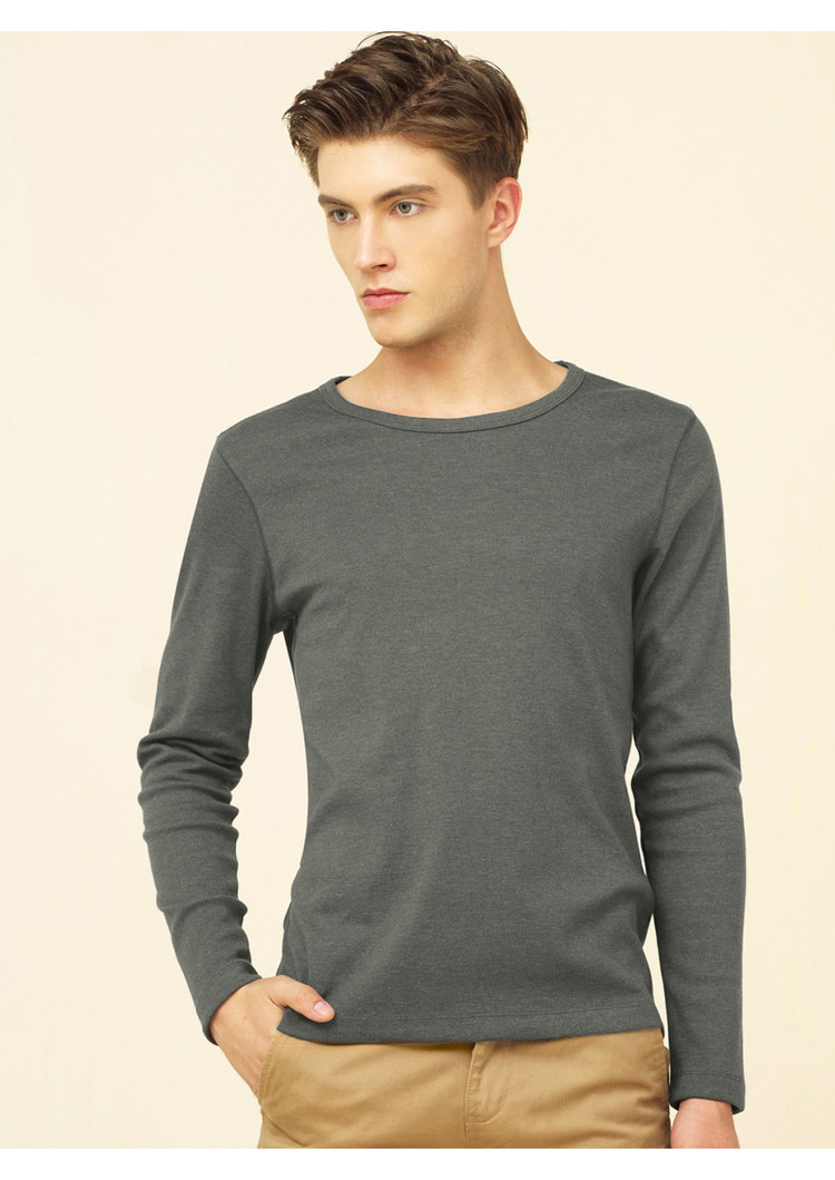 Áo thun dài tay Giordano Áo thun nam cổ tròn màu trơn Chất liệu cotton nam mùa thu dài tay dài 13024501 áo thun polo nam