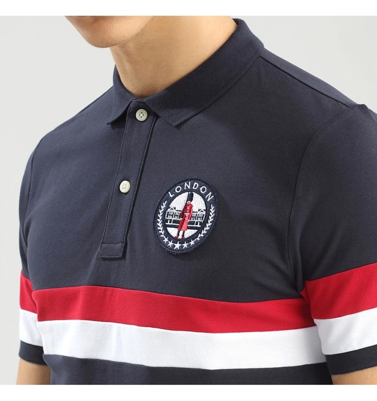 Giordano Polo nam thêu màu tương phản mỏng căng vải đính cườm tay áo ngắn POLO91017322 áo polo nam đẹp