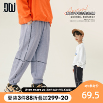 Boy sports pants 2022 spring new children loose casual 100 lap long pants small letters printed knitted pants tide