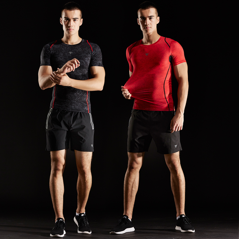 Man Fitness Suit Sports Suit Sports Suit Short Sleeve Perspiration Breathable Speed Dry Basketball Suit Tight Fit Gym Fitness Gym 