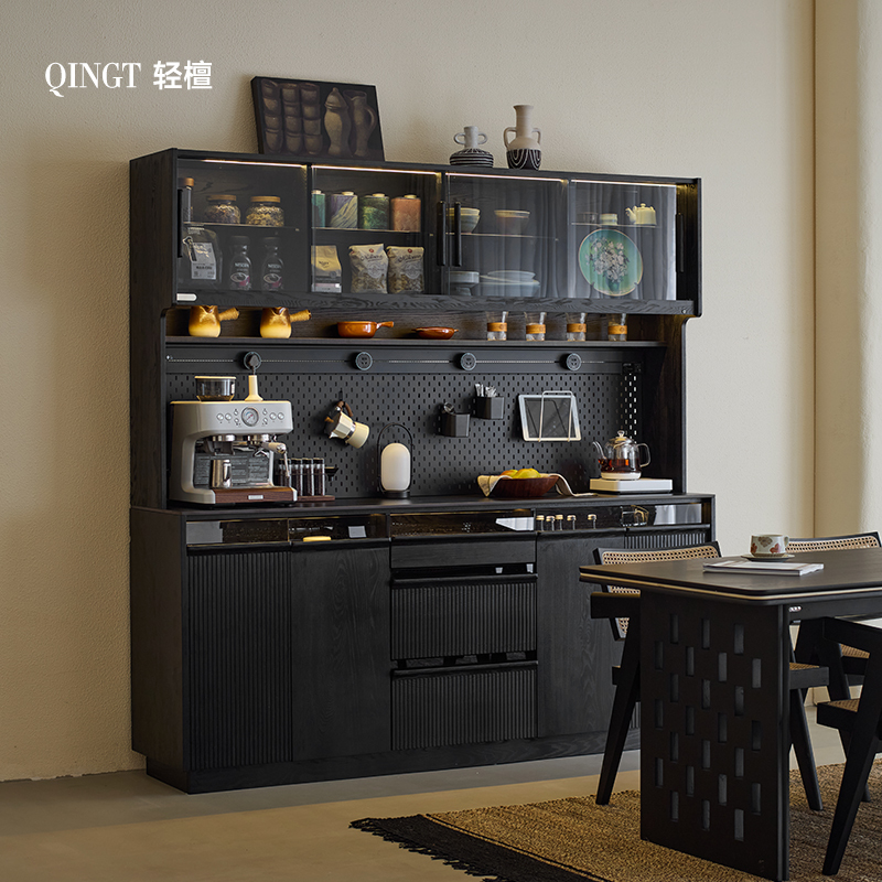 Light Sandalwood Wall-Mounted Sideboard Integrated Storage Cabinet Black Solid Wood Wine Cabinet Living Room Storage Cabinet Retro Coffee Cabinet Light Sandalwood Wall-Mounted Sideboard Integrated Storage Cabinet Black Solid Wood Wine Cabinet Living Room Storage Cabinet Retro Coffee Cabinet
