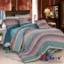 Đỏ Xanh bông chắp vá Quilt là giường ba mảnh bao gồm một gia đình bốn người áp dụng tấm gối giường váy cotton - Trải giường Trải giường