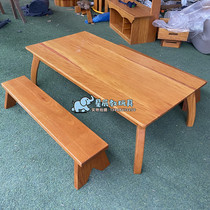 Kindergarten outdoor childrens tables and chairs outdoor courtyard picnic table painting table study table wooden leisure leaking table