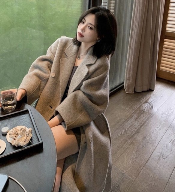 Little Lucky 2023 Autumn and Winter Fengshen New Double-sided Cashmere Coat Women's Pure 100% Wool Coat Long Style