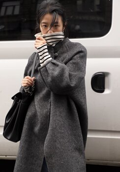 Little lucky 2025 autumn and winter new double-sided cashmere coat women's 100% pure wool wool coat long korean style