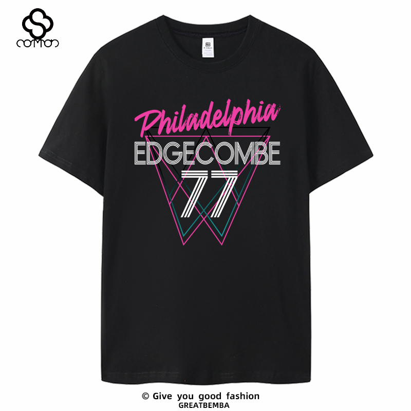 76Ers Short-Sleeved 76Ers No. 77 Edgecombe T-Shirt Training Uniform Basketball Sports Short-Sleeved Edgecombe Summer