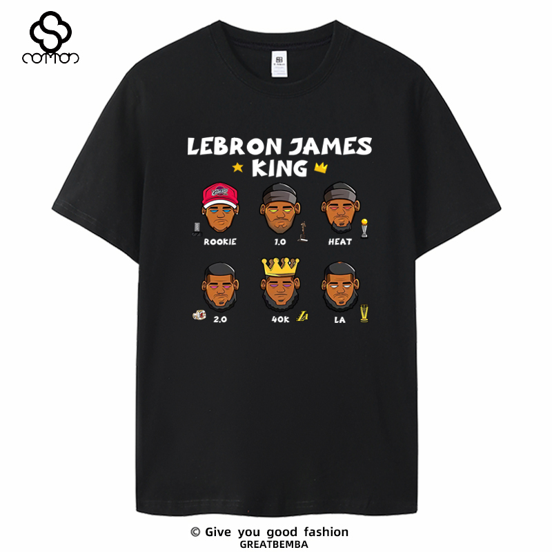 Summer Lakers James T-Shirt Short Sleeve Career James Commemorative Short Sleeve Cartoon Basketball Casual Plus Size Men's