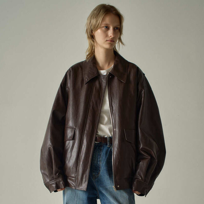 バージョンオブユー　Boyfriend Leather Jacket Low classic 2025 spring/autumn new arrivals: boyfriend style