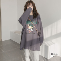 Pregnant woman T-shirt autumn clothing sweatshirt with long sleeves of pure cotton long sleeve cartoon undershirt fashion spicy mother Spring and autumn Jing Ling