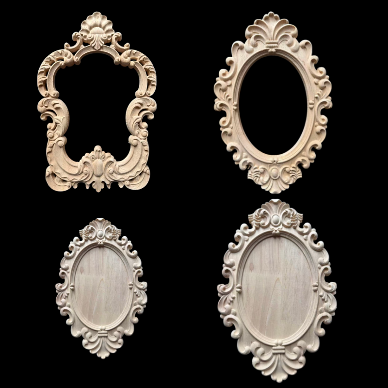 Xiaohongshu DIY Hollow Carved Solid Wood Vintage Frame European Style Wooden Frame French Picture Frame Background Decoration Wood Carving Frame