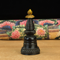Tibetan Tantric Dharma Instruments from the Qing Dynasty High Regulation Two-color Lima Copper and Gold Dome Kadam Pagoda Mini Portable Pagoda Collection