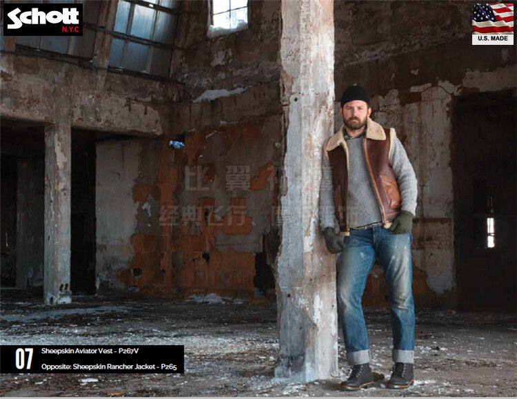 SchottNYC 2016Perfecto limited range of American origin fur B6 bomber vest P267V