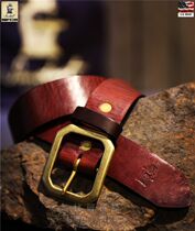 Sandast American handmade Horween Cowhide-Narrow urban denim antique belt belt 3 8cm wide