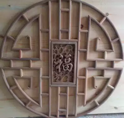 Antique screen hanging ceiling partition round wooden lattice pendant TV background wall Chinese decoration corner flower Dongyang wood carving