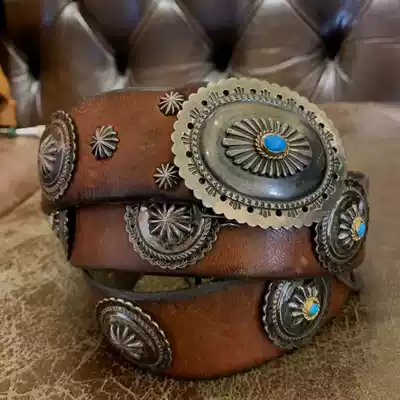 Takahashi GOROS gold line turquoise big disc buckle belt full buckle belt goros spot