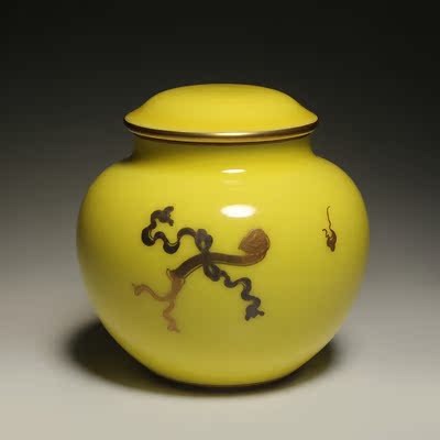 Taiwan Zimantang tea set hand-painted gold ruyi goose yellow Tibetan real small tea pot tea storage tea pot tea ceremony handmade