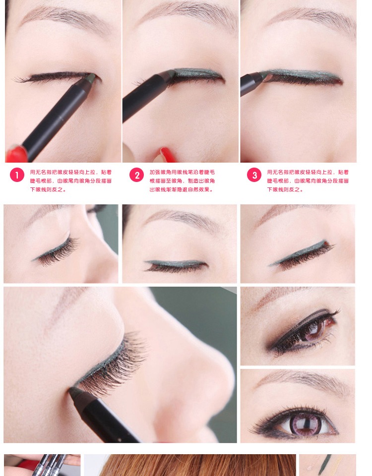Bút kẻ mắt chống thấm nước Solone chính hãng không dễ bị nhòe / bút kẻ mắt không thấm nước chống quầng mắt bên trong màu nâu đen - Bút kẻ mắt bút kẻ mắt 2 đầu
