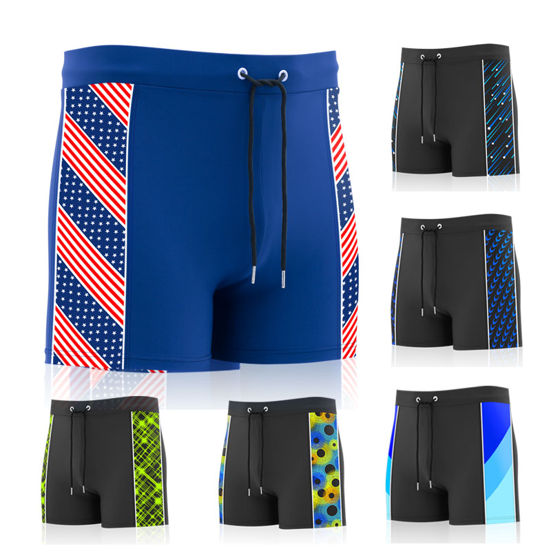 Swimming Pants Men's Flat Corner Swimsuit Anti-Embarrassment Spa Shorts Shorts Seaside Swimsuit Anti-Embarrassment Tidal Relaxation Professional Training