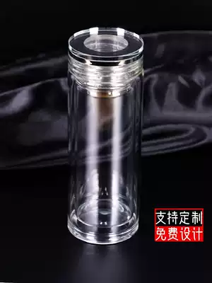 Water cup custom advertising cup double-layer glass custom teacup business event opening commemorative gift cup printing