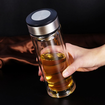 Double-layer heat-resistant thickened portable large-capacity water Cup transparent creative custom cup filter tea