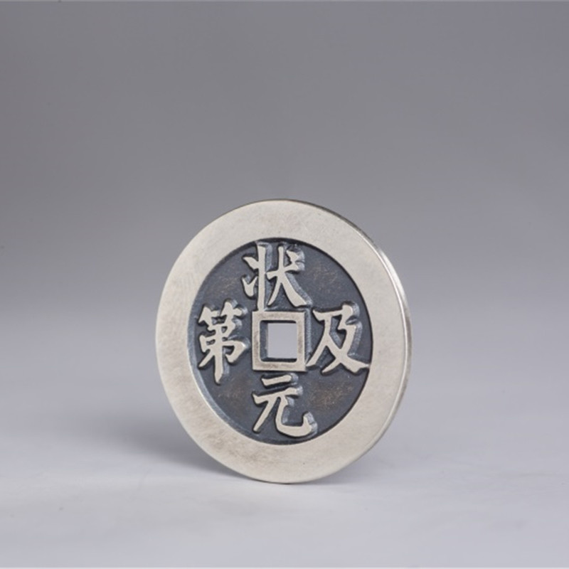 The number one scholar and the first product of the dynasty, spending money is tired of winning money, sterling silver pendant necklace, stone sparrow engraved silver coin