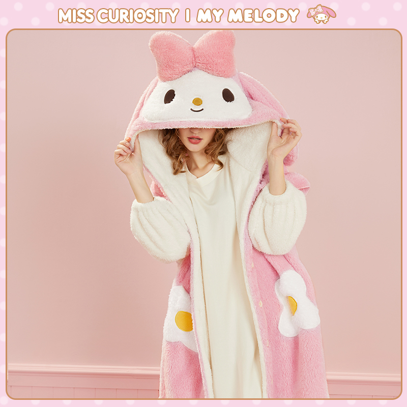 Curious Miss MELODY joint autumn and winter warm cartoon Arctic suede long sleeve cardiovert pyjamas women's home clothes