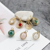 diy铜镀18K真金缠绕磨砂锆石吊坠手工耳饰锁骨链挂件手链耳环材料