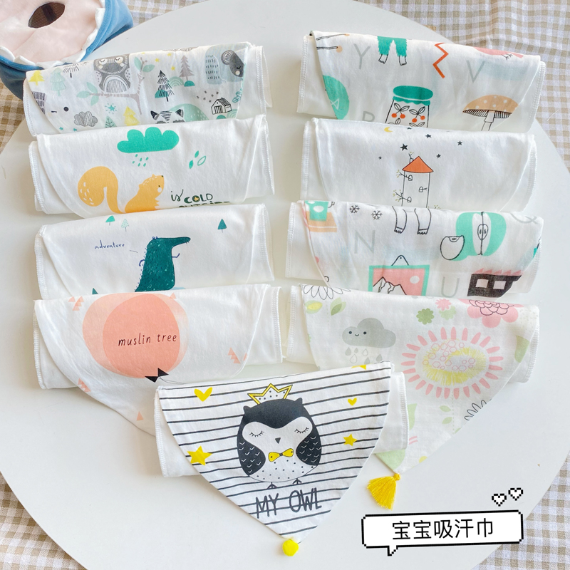 New cotton gauze baby pad back sweat towel men and women baby sweat towel children cotton breathable cartoon sweat towel