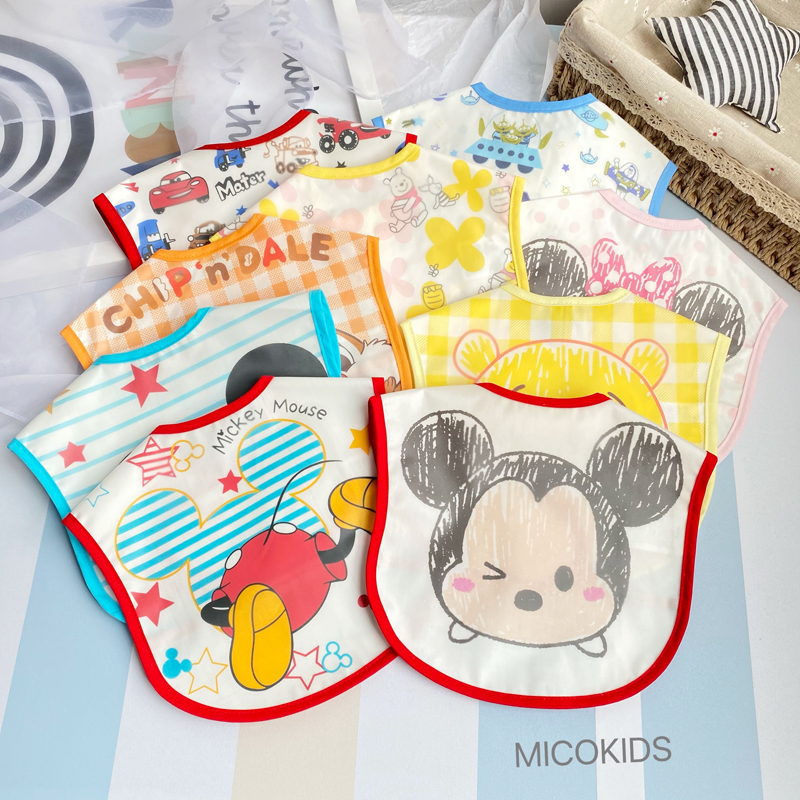 Day-of-the-day baby waterproof round-pocket baby eating surrounding pocket anti-leaking side food bib without sleeveless hood cloak and thin and soft pocket