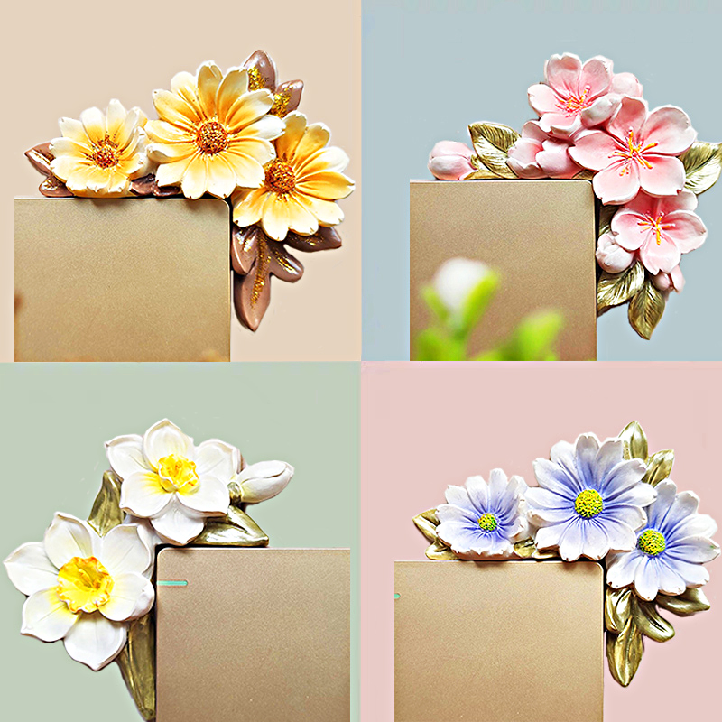 Switch stickers wall stickers European-style flower socket border cover decoration new Chinese-style wall stickers four-open switch protective cover