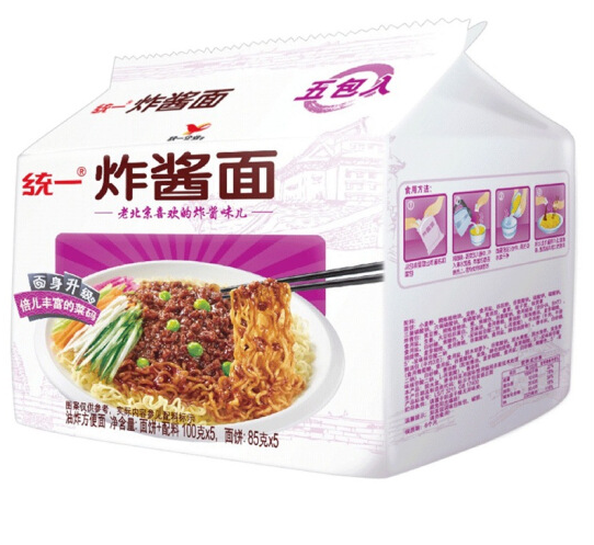 统一方便面老北京炸酱面五连包袋面干拌面速食面多口味包装泡面
