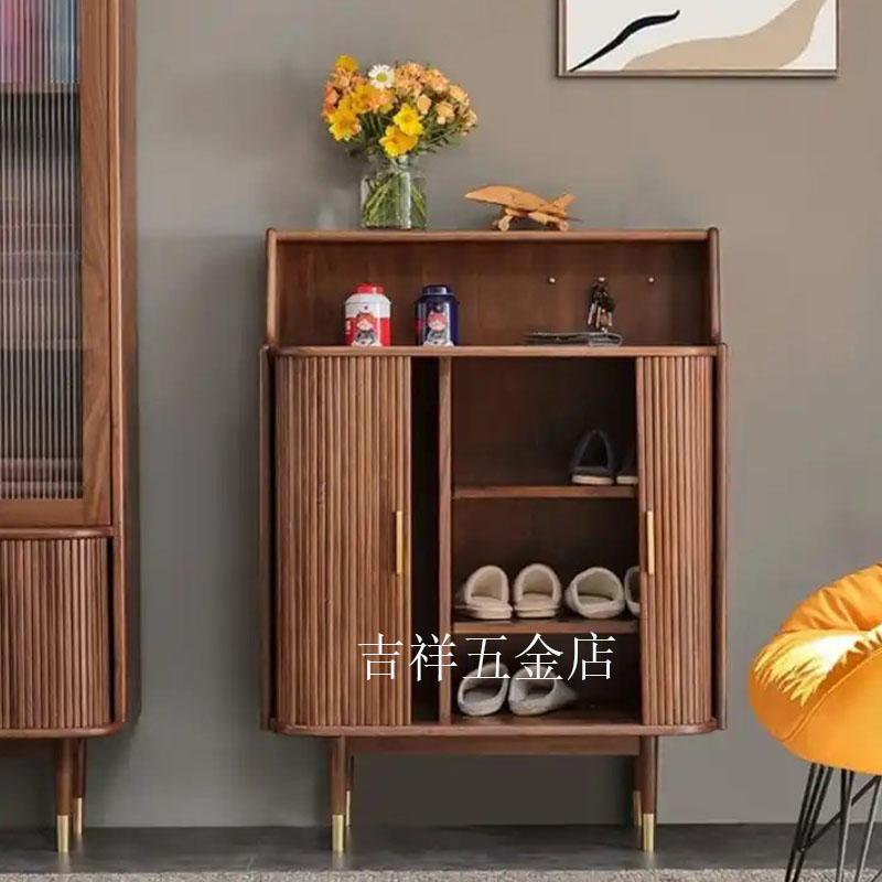 Cabinet Wardrobe Manual Rolling Shutter Door Sliding Curtain Blinds Foldableing Curtain Wood Grain Walnut Color Double Door