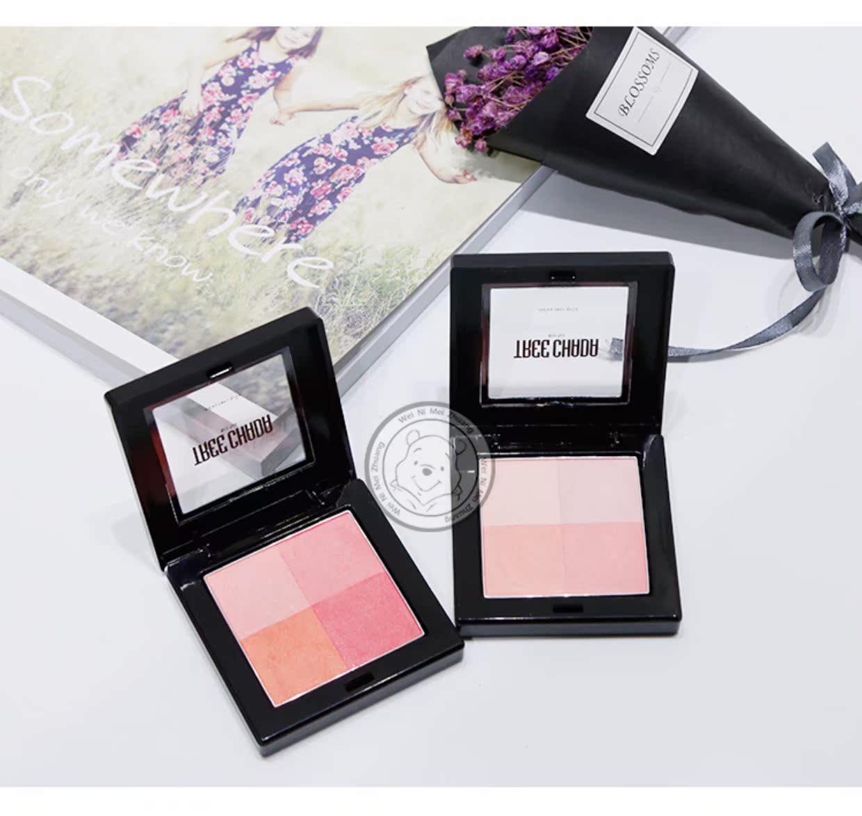 Thái Treechada trộn màu tự nhiên 4 màu phấn má 4 màu Rouge đẹp bưởi cam Mỹ - Blush / Cochineal phấn má mac
