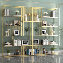 Modern light luxury wrought iron bookshelf rack simple Nordic living room office multi-layer storage rack bookcase storage rack