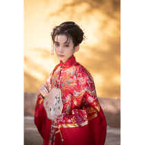 Mingyuan Xuan Hanfu Sihai Shengping imitation makeup flower weaving gold satin Ming Jacket Womens finished products can be customized wedding clothes