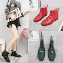 Autumn Winter Fashion Waterproof Rain Shoes Women Flat Bottom Rain Boots Female Non-slip Waterproof Shoes Schoolgirl Cute Rubber Shoes Working Cover Shoes